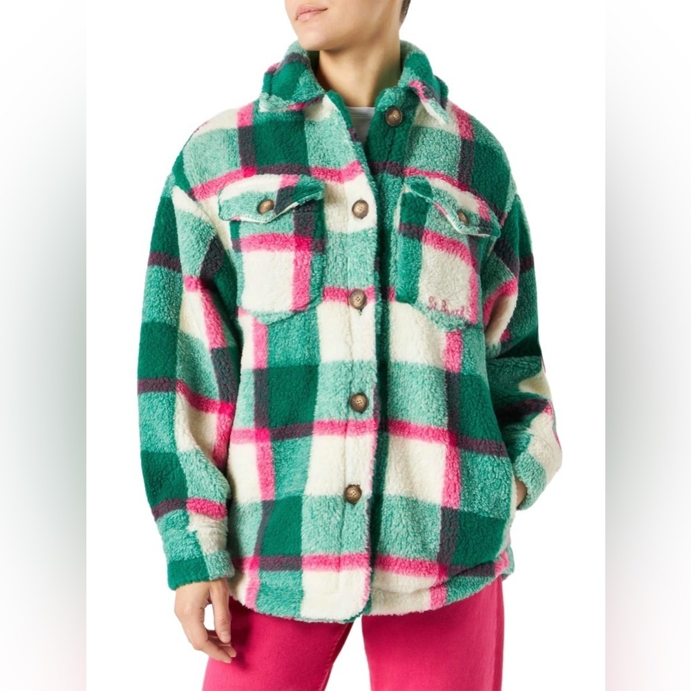 MC2 Saint Barth Women’s Sherpa Overshirt With Tartan Pattern